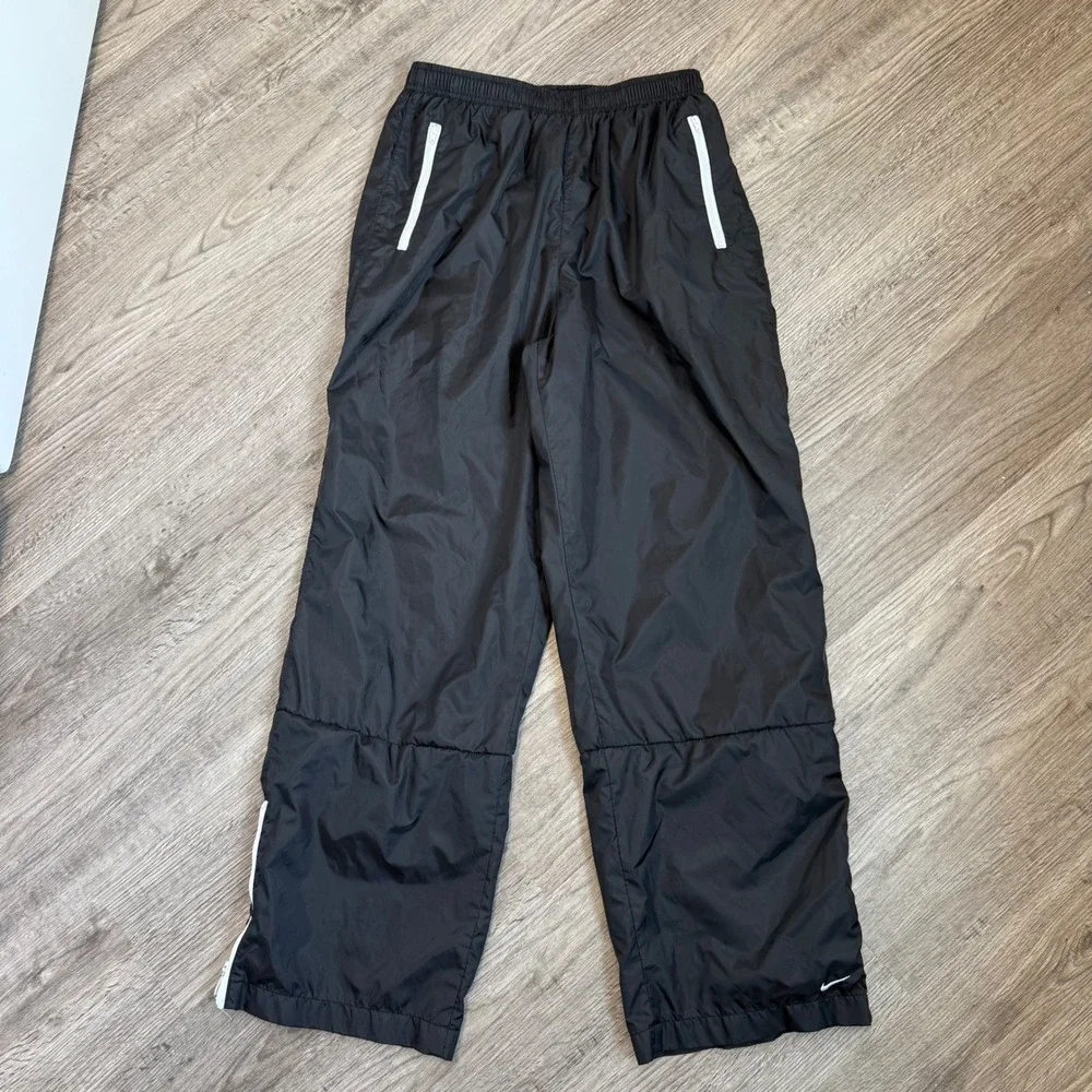 Nike Vintage Track Pants Black Nylon Windbreaker Mesh Lined Boys Large 12-14